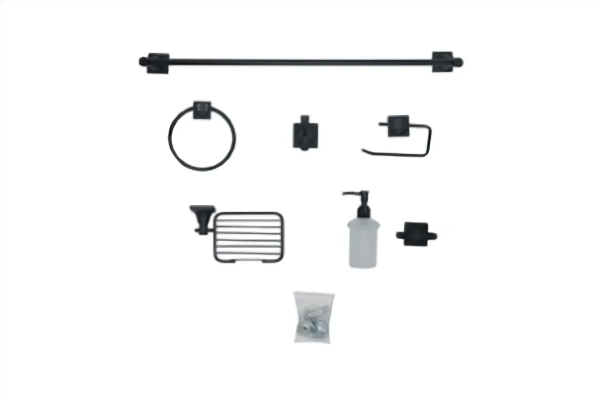 Juego de Accesorios para Baño 6 Piezas Negro Mate Meer - ACC-011
