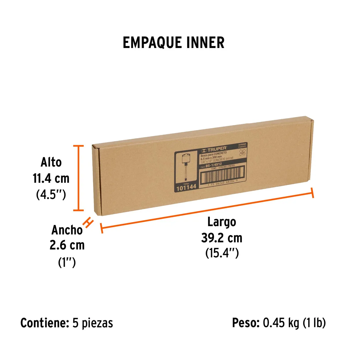 Broca SDS Plus 1/4" x 12" Truper - 101144