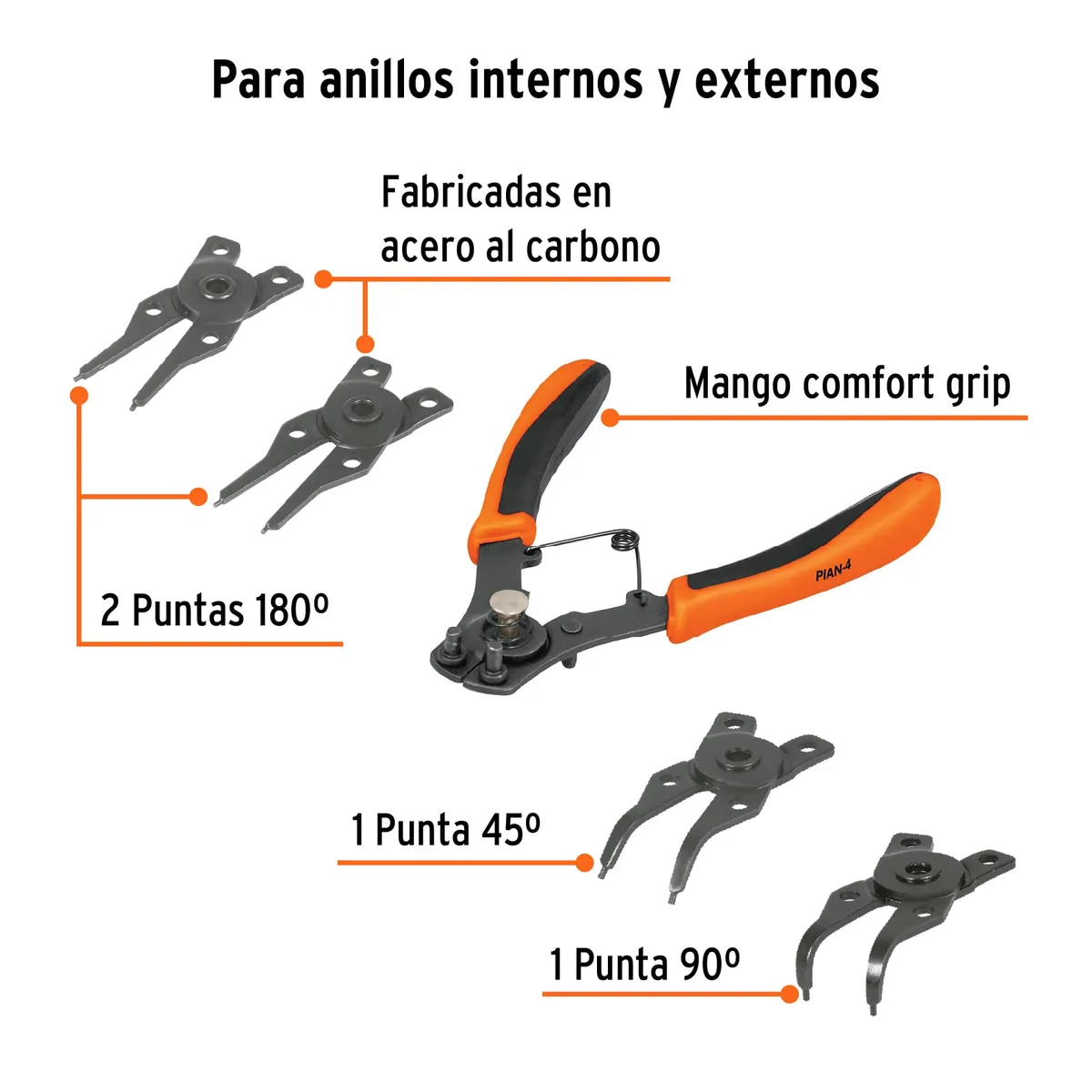 Pinza para Anillos de Retención 6" Intercambiable Truper - 17355