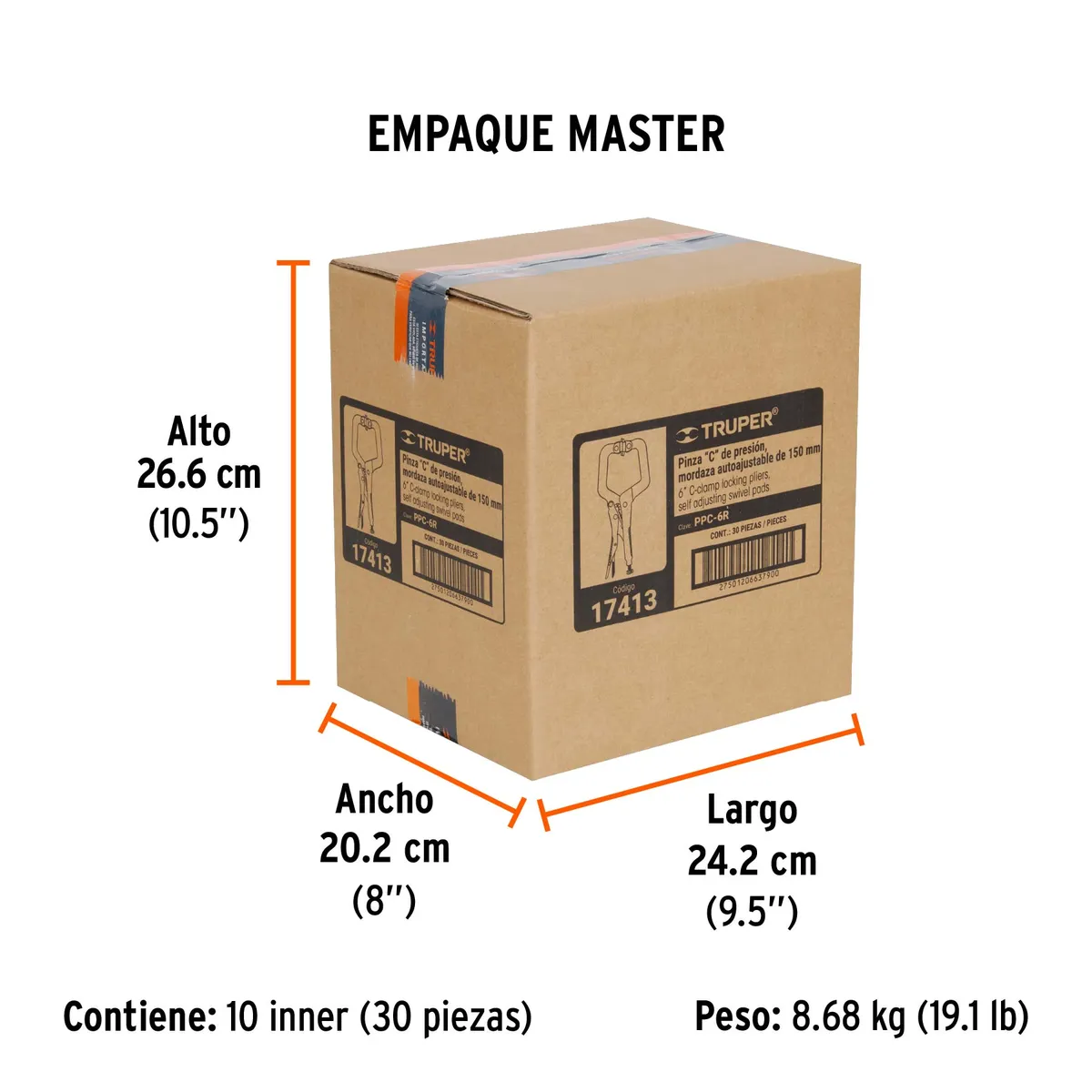 Pinza de Presión Tipo C 6" con Mordaza Autoajustable Truper - 17413