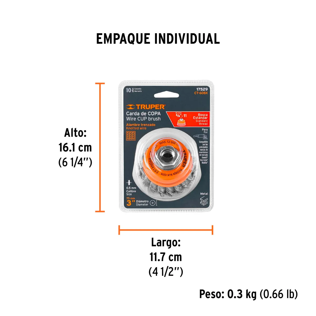 Carda Copa 3" Truper CT-608X - 17529