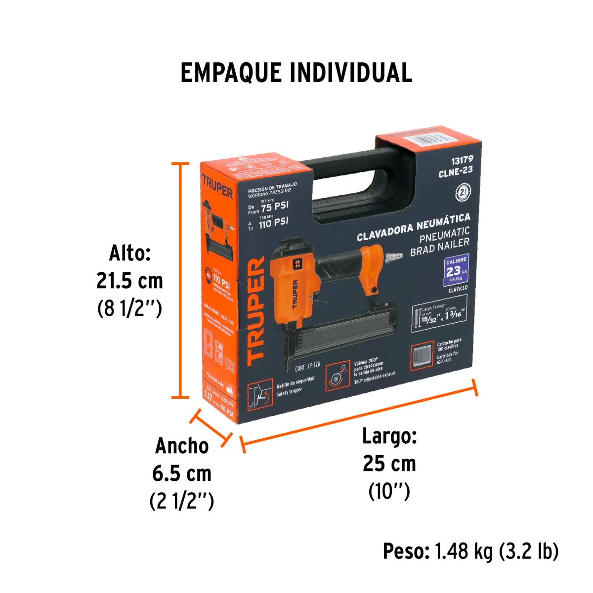 Clavadora Neumática Profesional Calibre 23 Truper - 13179
