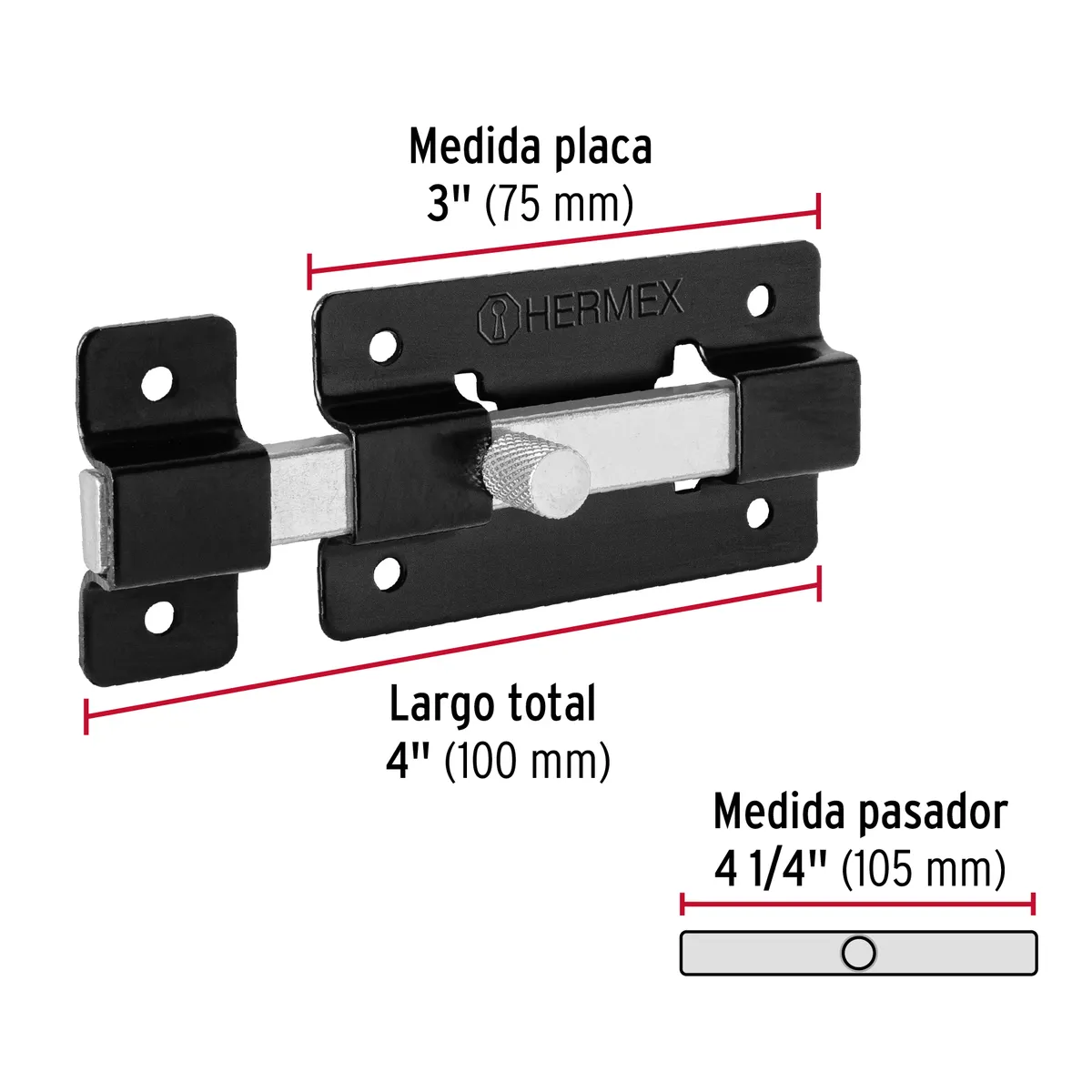 Pasador de Barra Plana 3" Negro PAN-36 Truper - 47929