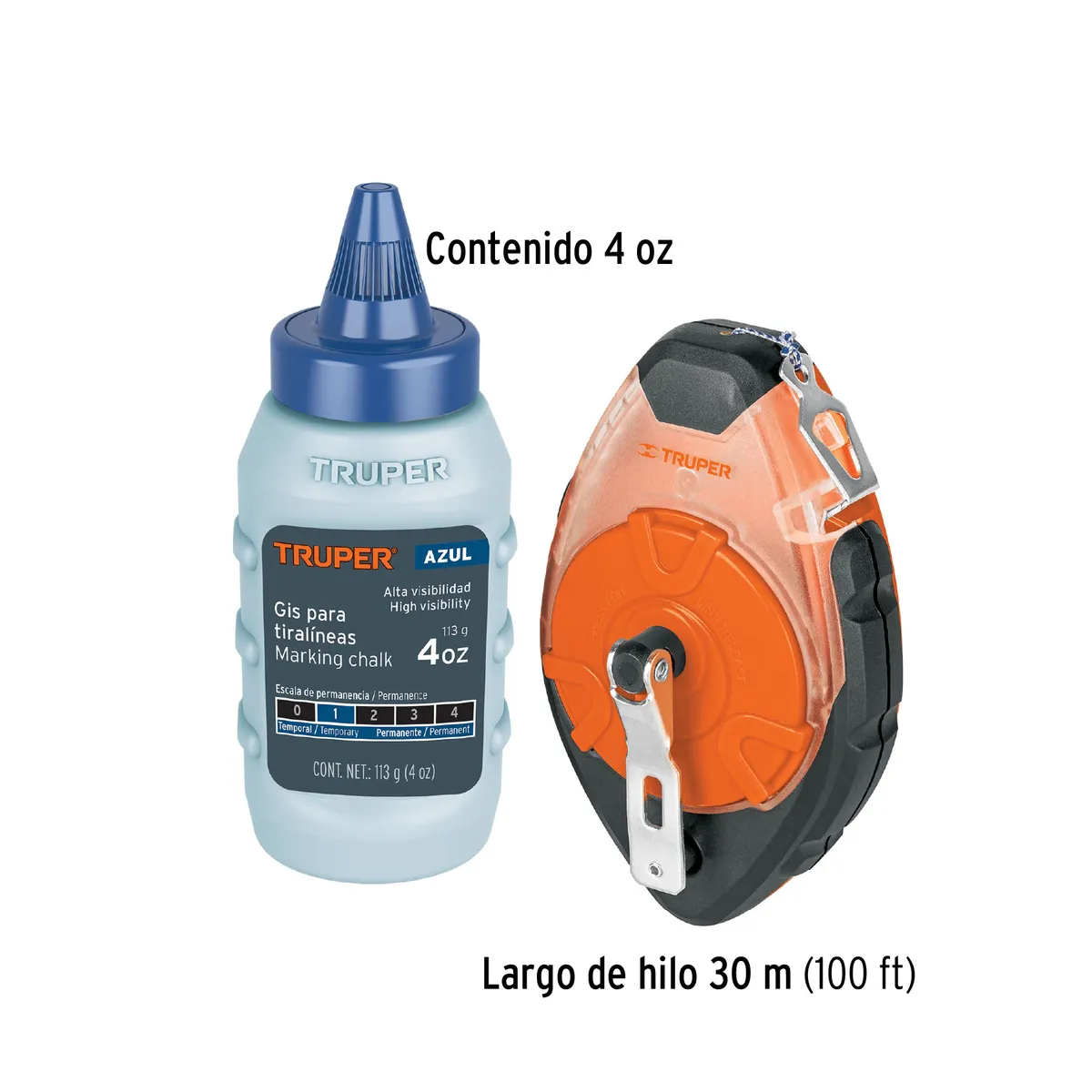 Tiralíneas Profesional de Plástico con Gis 30m (100 ft) Truper - 18575