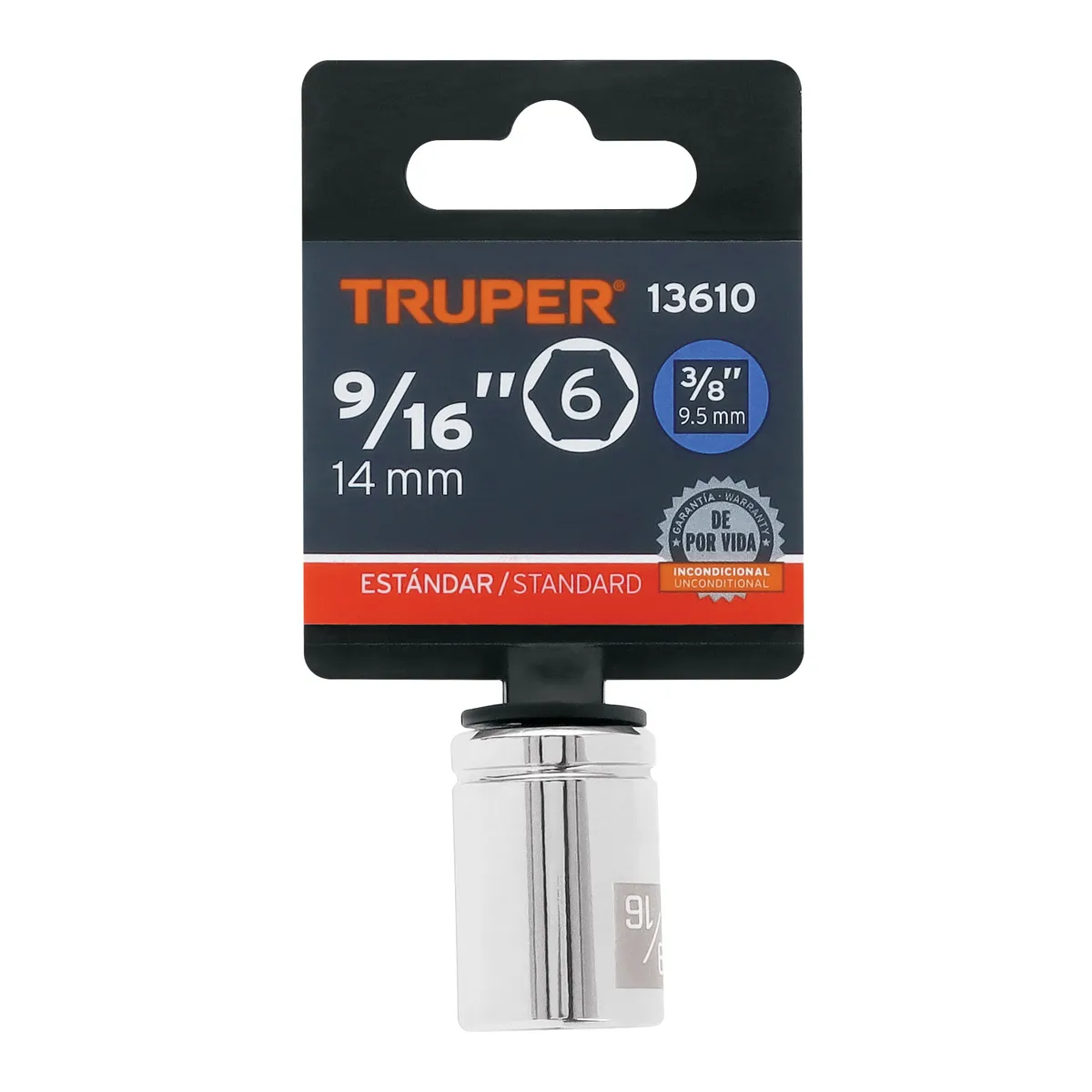 Dado de 9/16" 6 Puntas Cuadro 3/8" Truper - 13610