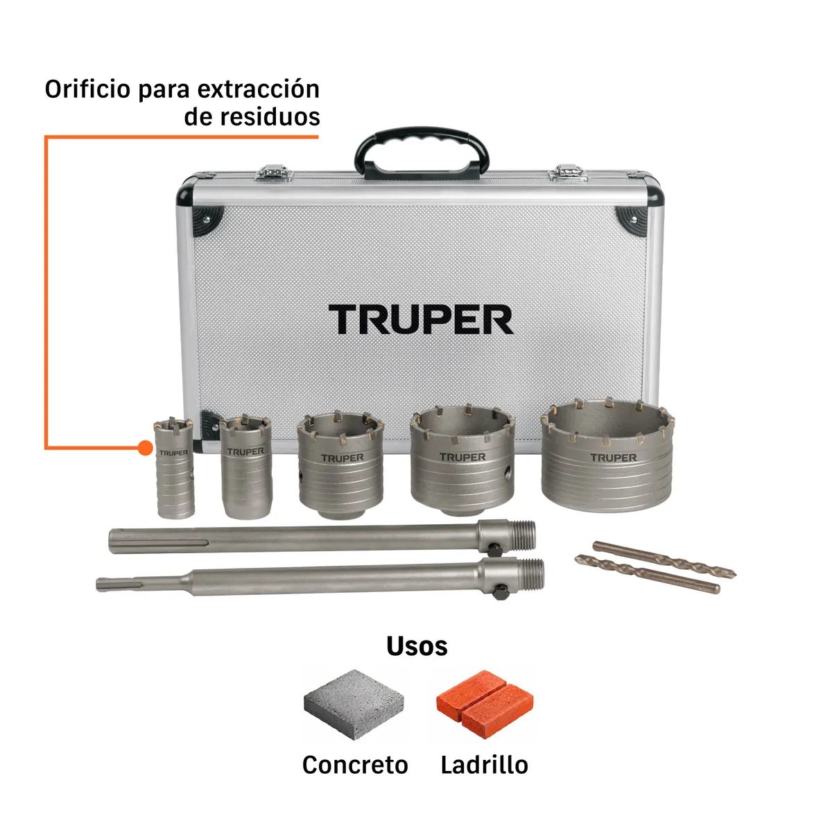 Juego de 9 Brocasierras para Concreto SDS Plus Truper - 103577