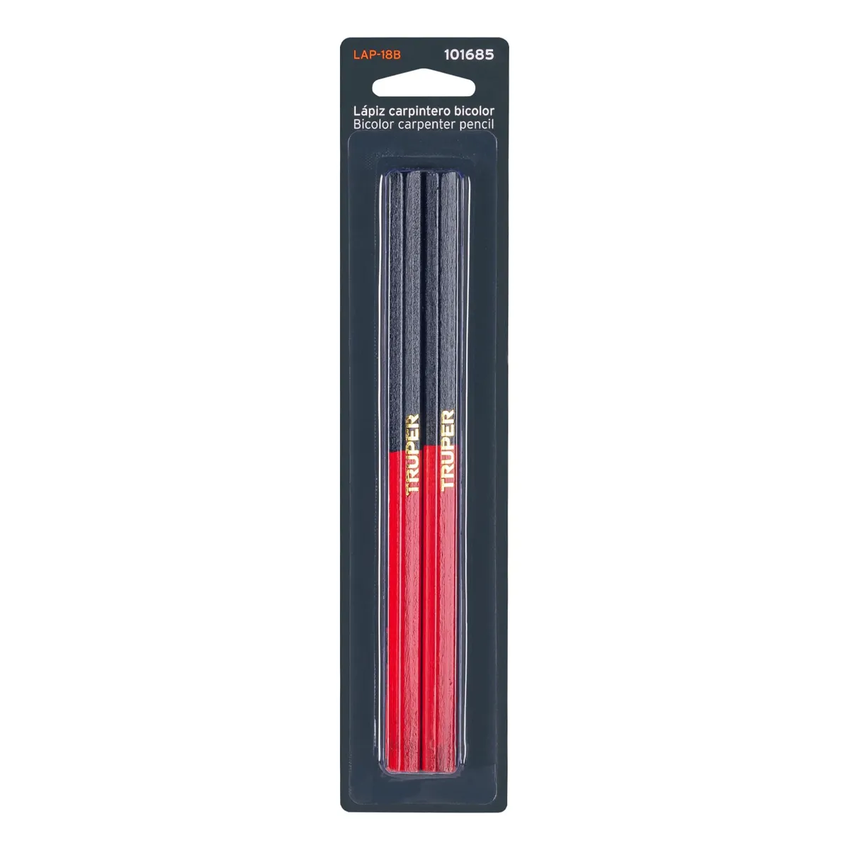 Blíster con 2 Lápices Bicolor 18 cm para Carpintero Truper - 101685