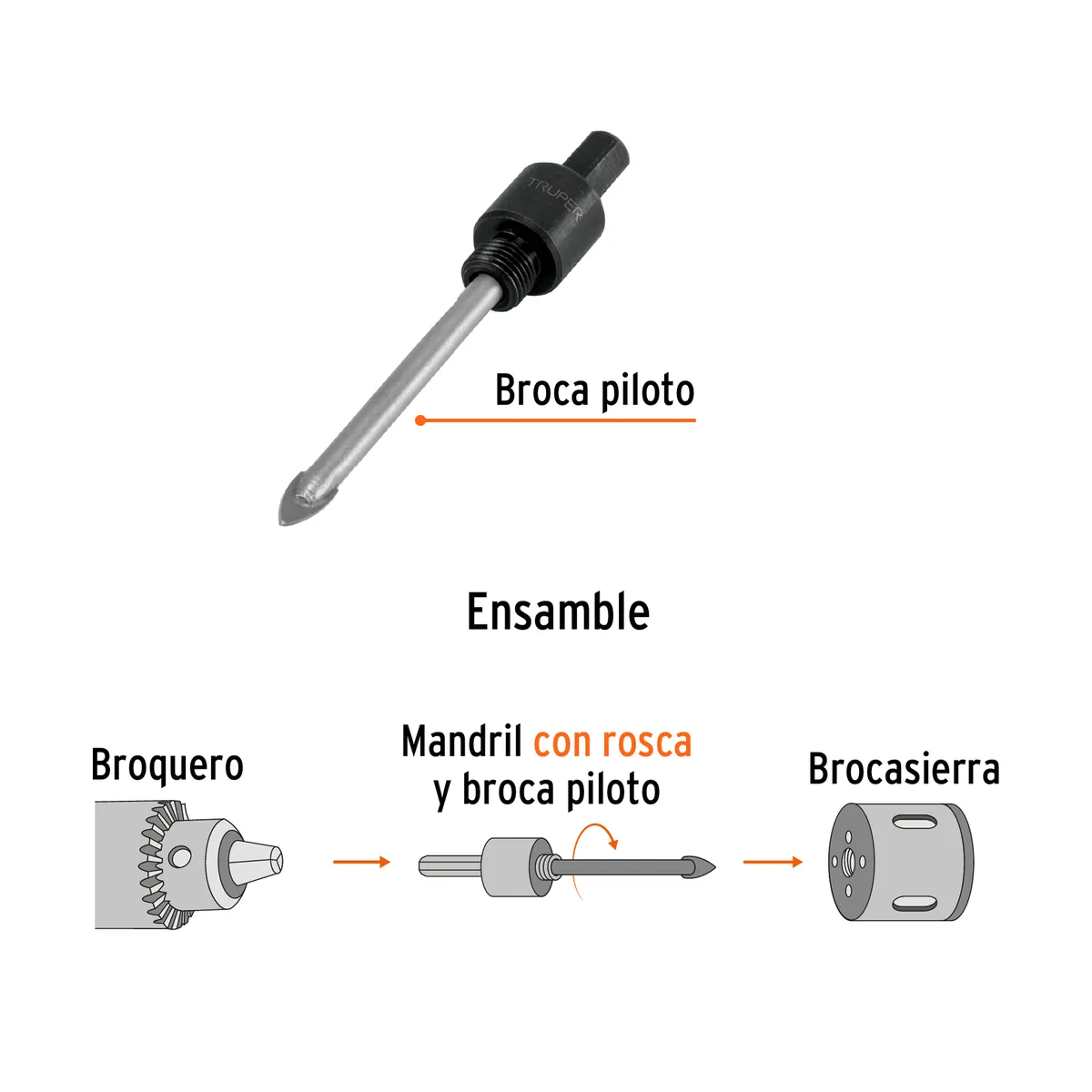 Mandril para Brocasierra de Diamante 3/8" Truper - 101390