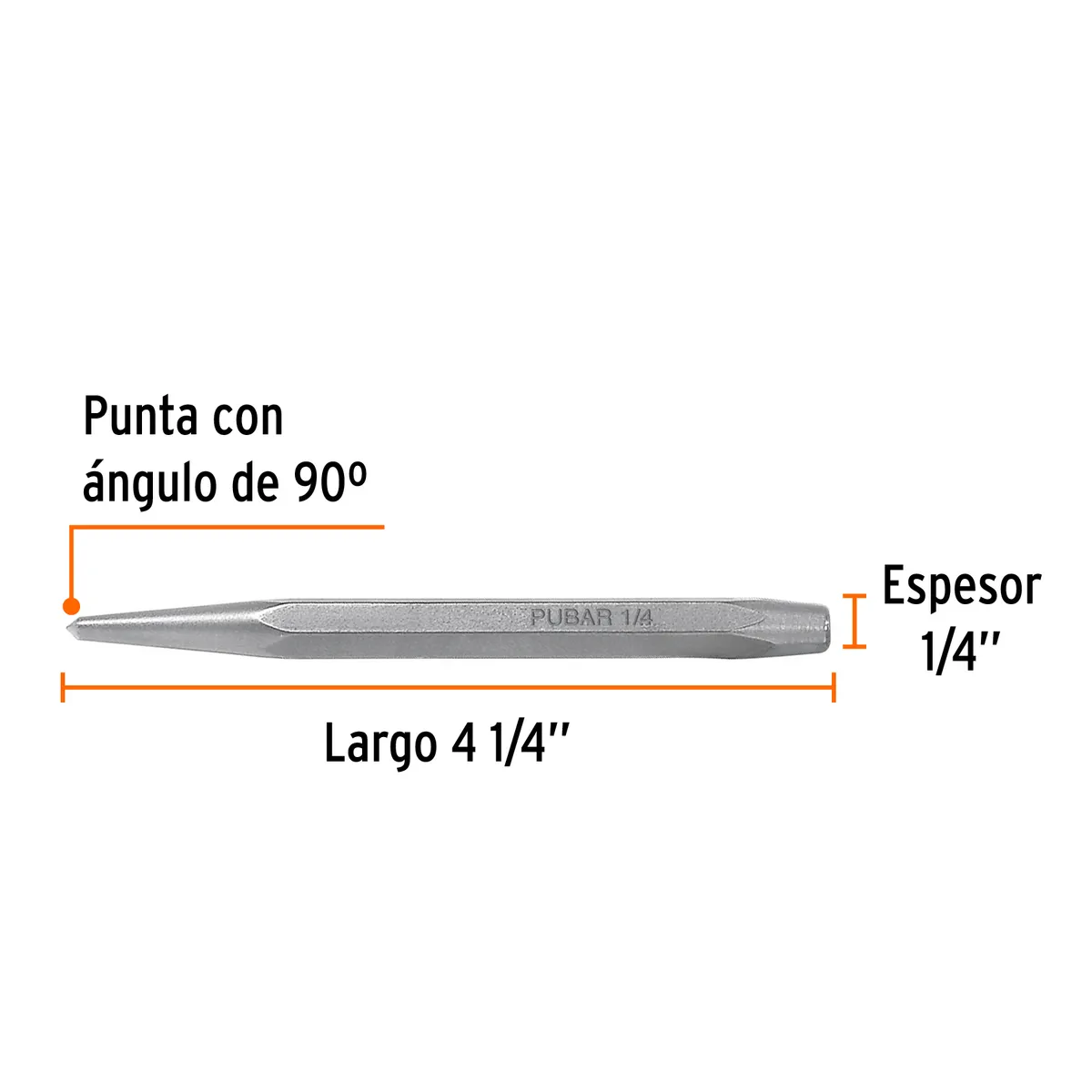 Punzón 1/4" para Barrenar Largo 4 1/4" Truper - 12218