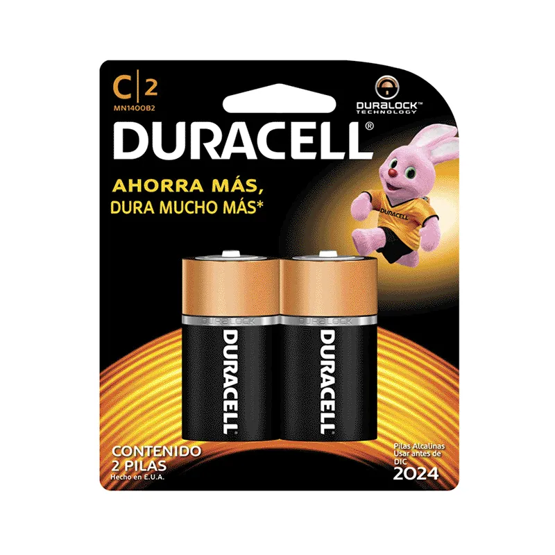 Pila Alcalina Tipo C Duracell de Larga Duración