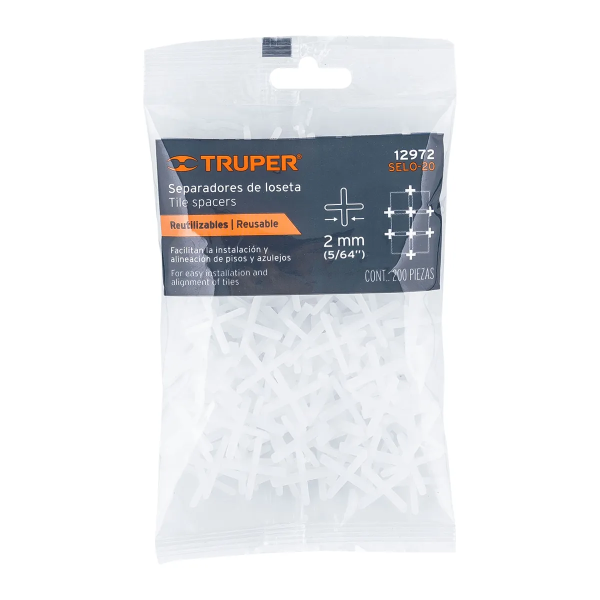 Bolsa con 200 Separadores de Loseta 2 mm Truper - 12972