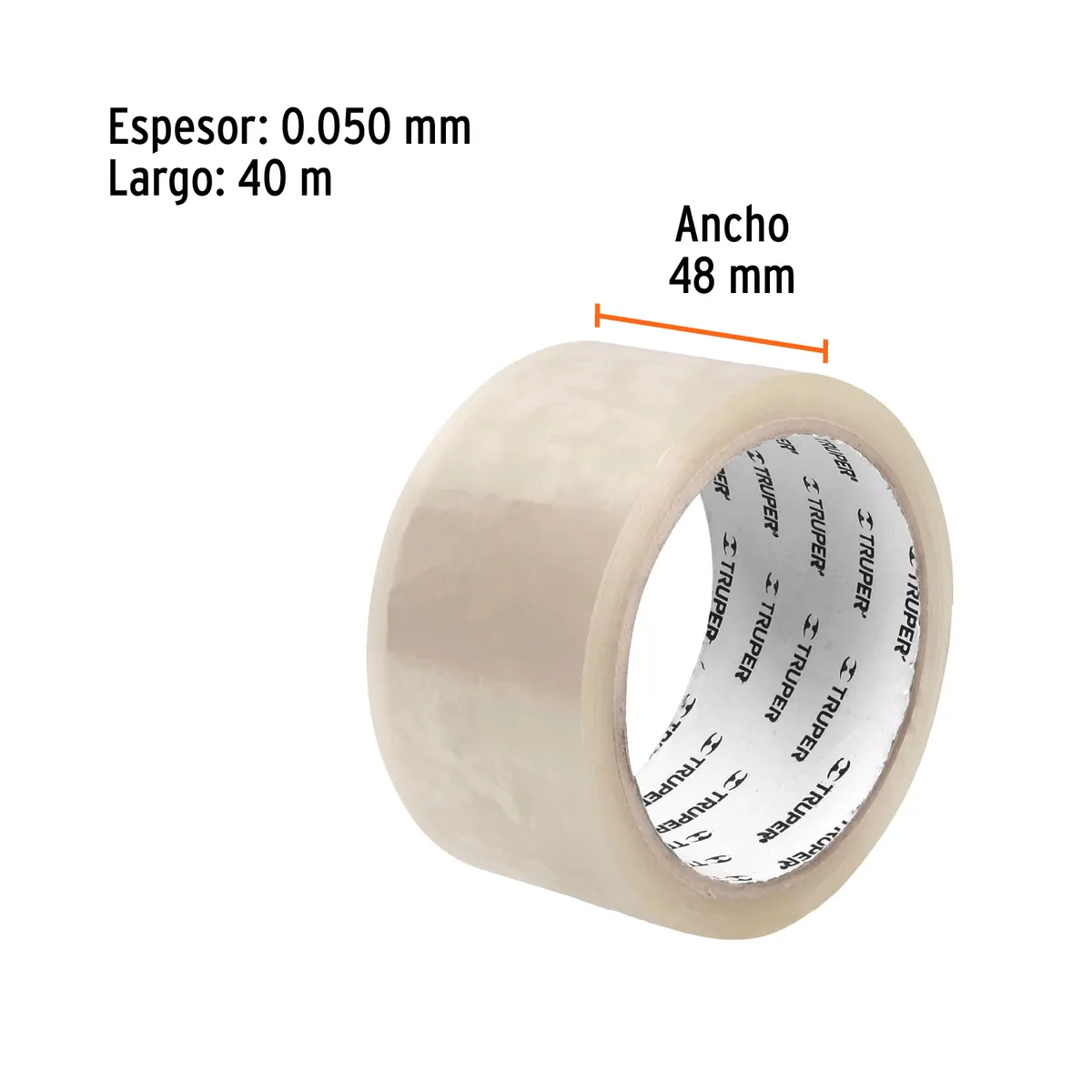 Cinta de Empaque 48 mm x 40 m Transparente Truper - 12551