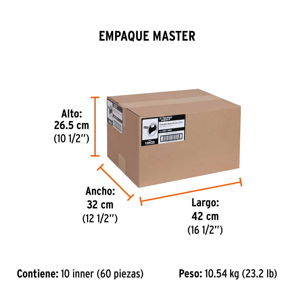 Cinta para Ducto 10 m Espesor 0.27 mm Truper Expert - 10932