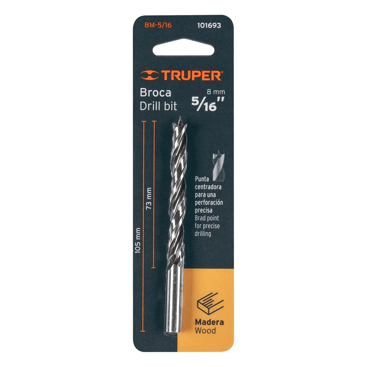 Broca con Punta Centradora para Madera 5/16" Truper - 101693