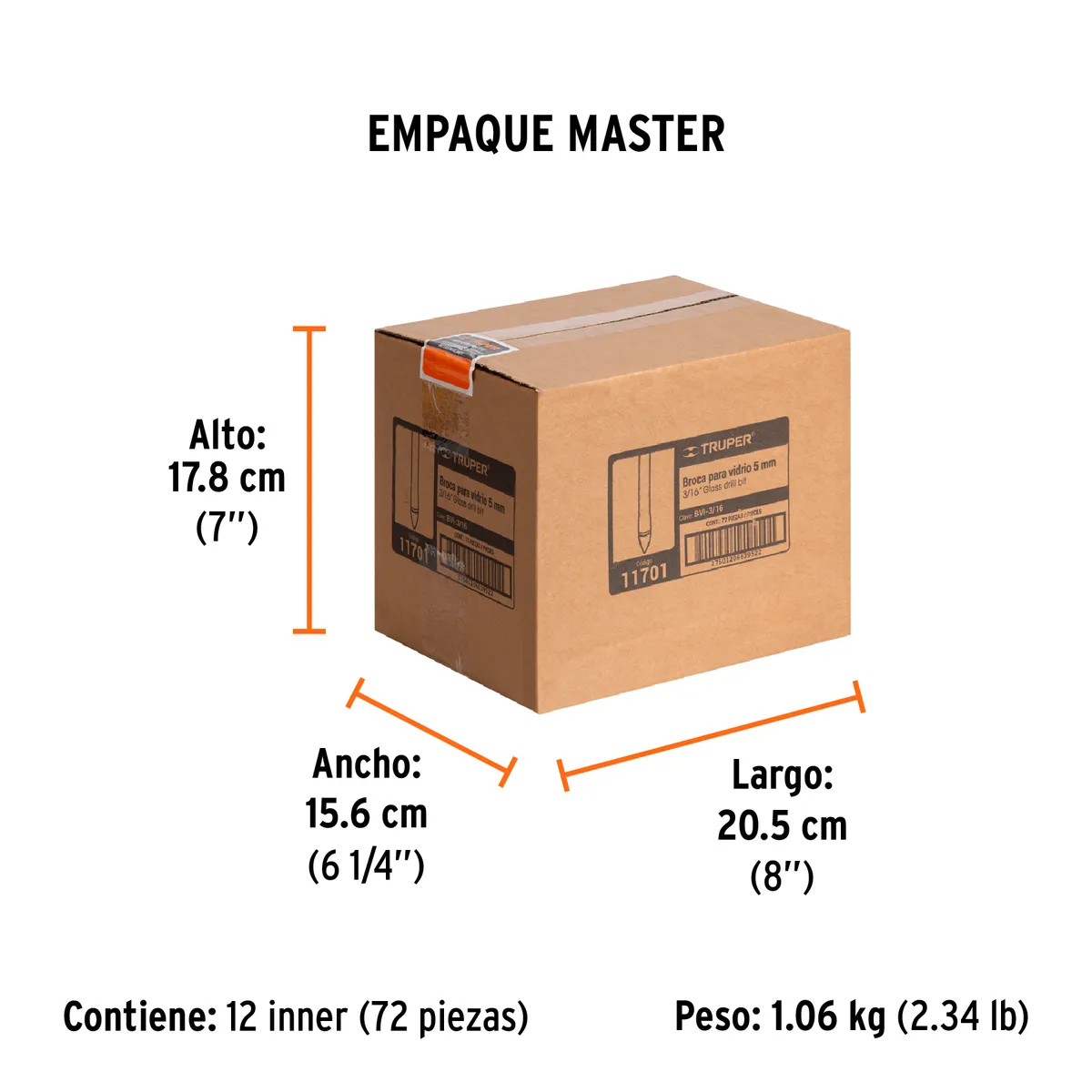 Broca para Vidrio y Azulejo 3/16" Truper - 11701