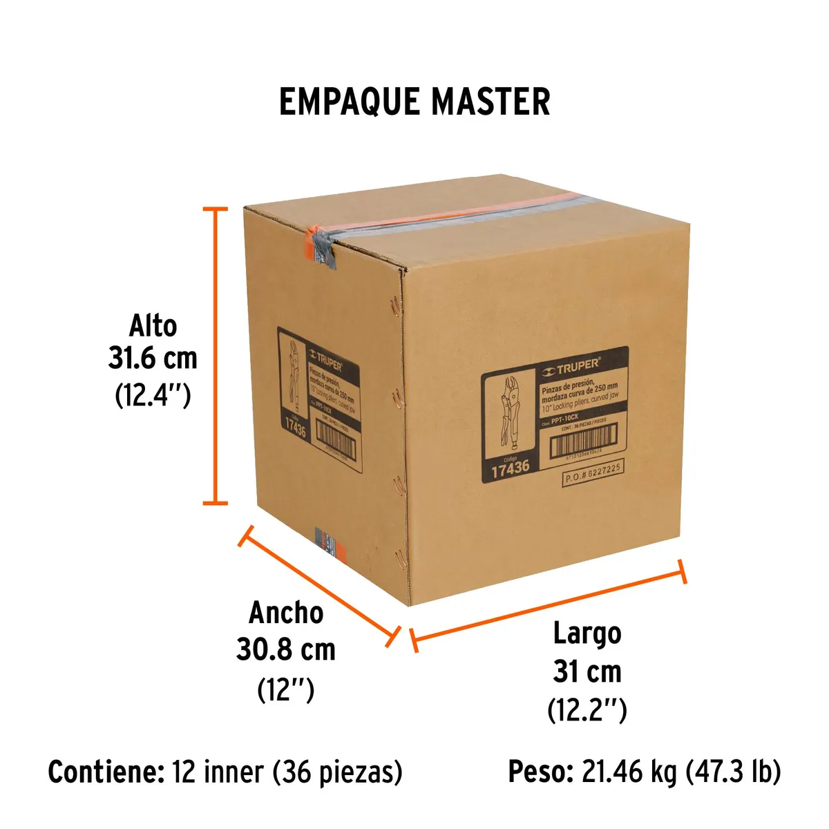 Pinza de Presión Mordaza Curva Mango de Vinil 10" Truper - 17436