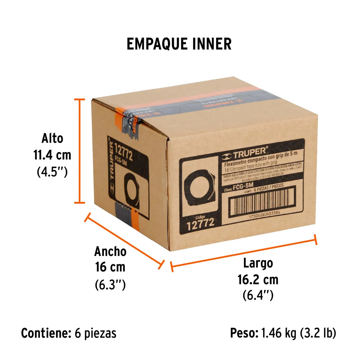 Flexómetro Compacto Contra Impactos 5 m Truper - 12772