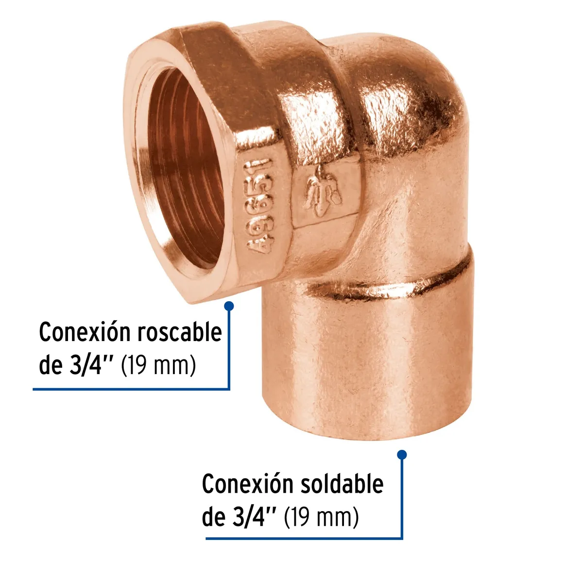 Codo de Cobre Rosca Interior 3/4" x 90° Foset - 49651
