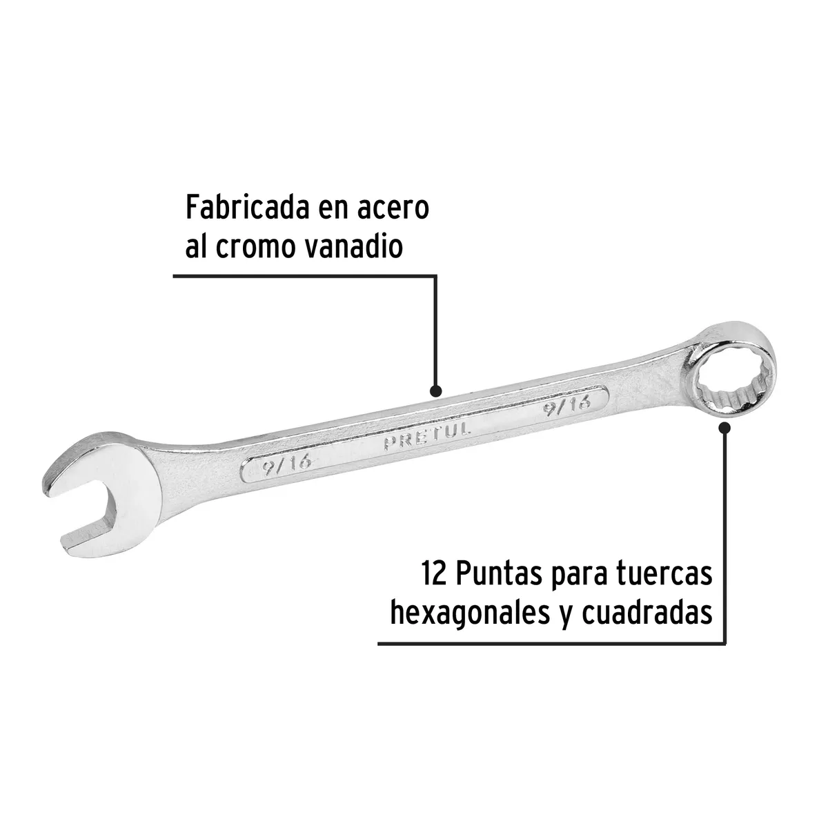 Llave Combinada 9/16" Pretul LL-2018P - 21885