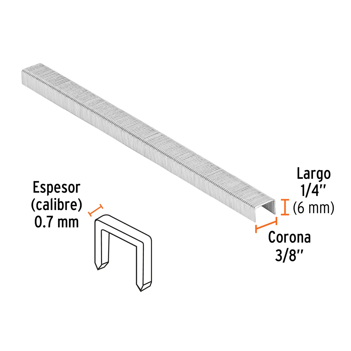 Caja con 5000 Grapas Corona 3/8" Calibre 22 de 6.5 mm Truper - 18282