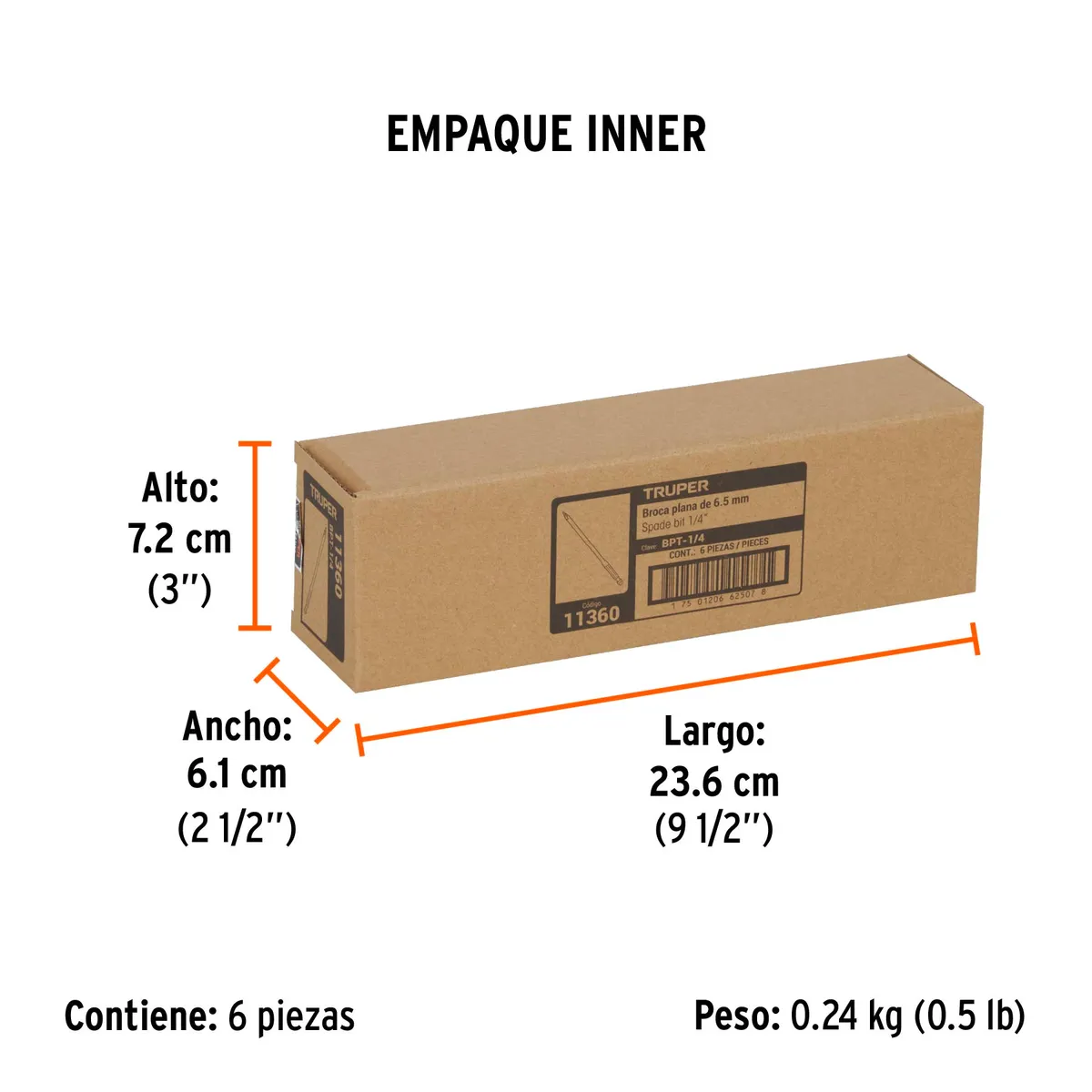 Broca de Manita 1/4" para Madera BPT-1/4 Truper - 11360