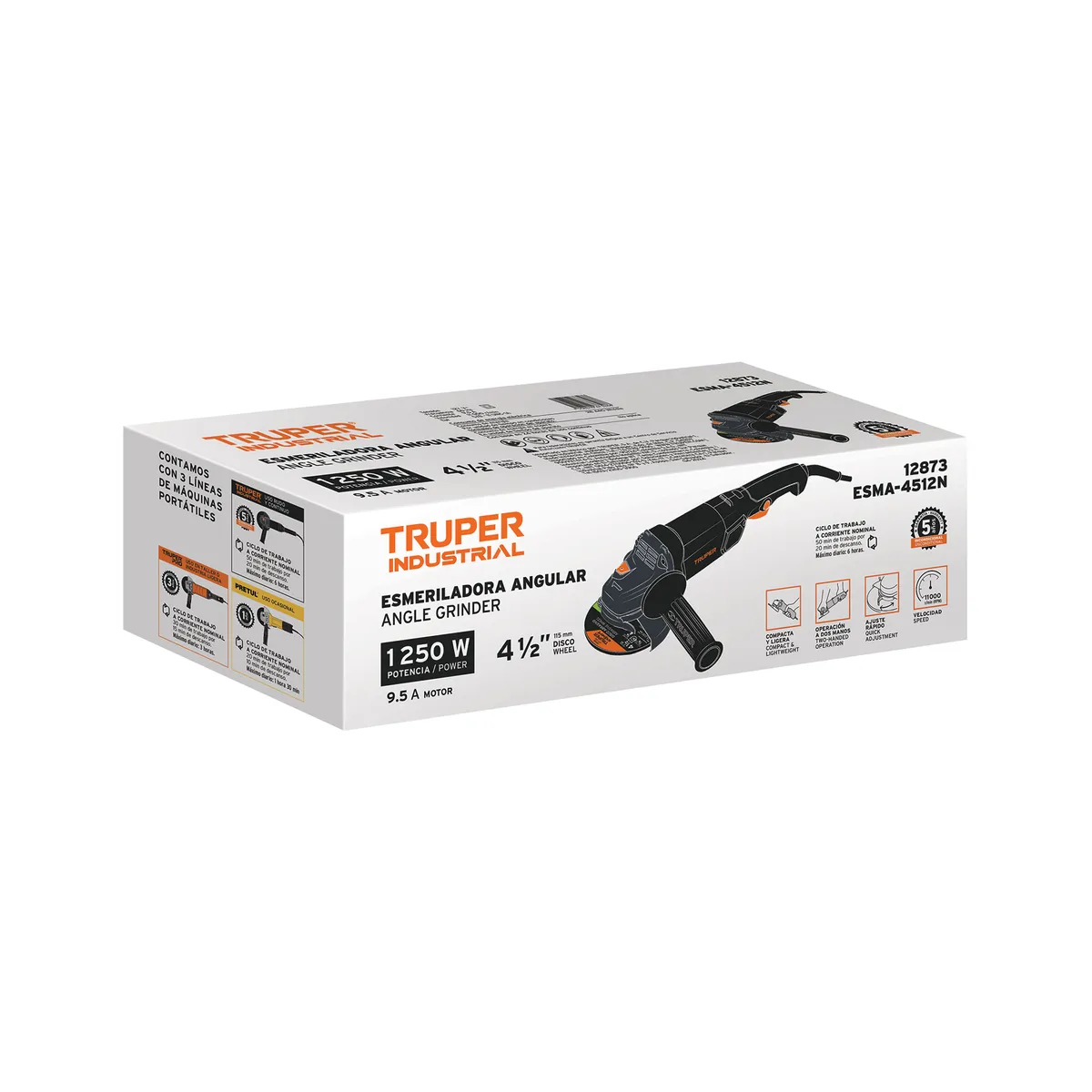 Esmeril Angular 4 1/2" 1250 W Industrial Truper - 12873