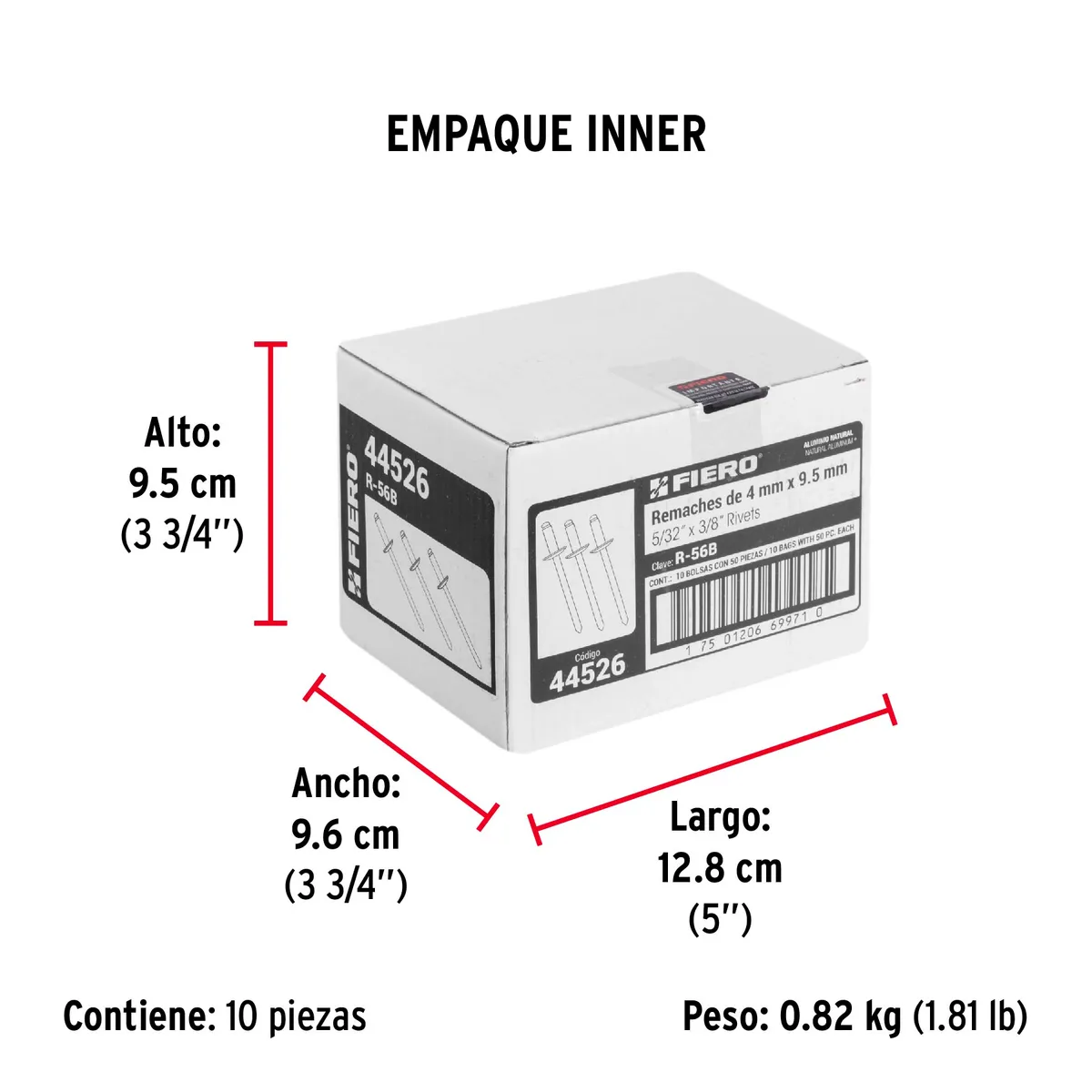 Bolsa con 50 Remaches 5/32" x 3/8" Ala 5/16" Truper - 44526