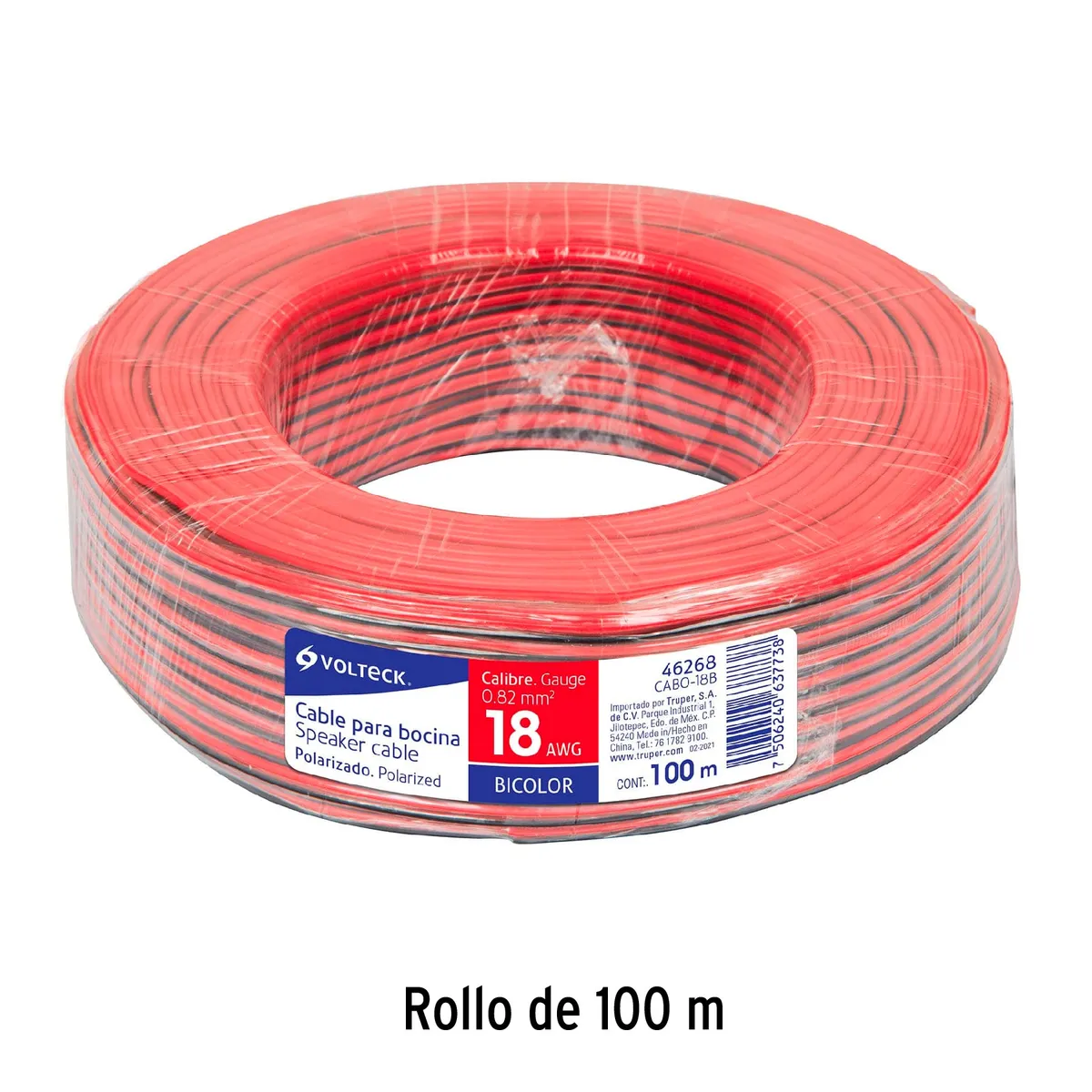 Metro de Cable Polarizado Transparente para Bocina 22 AWG Volteck - 46265
