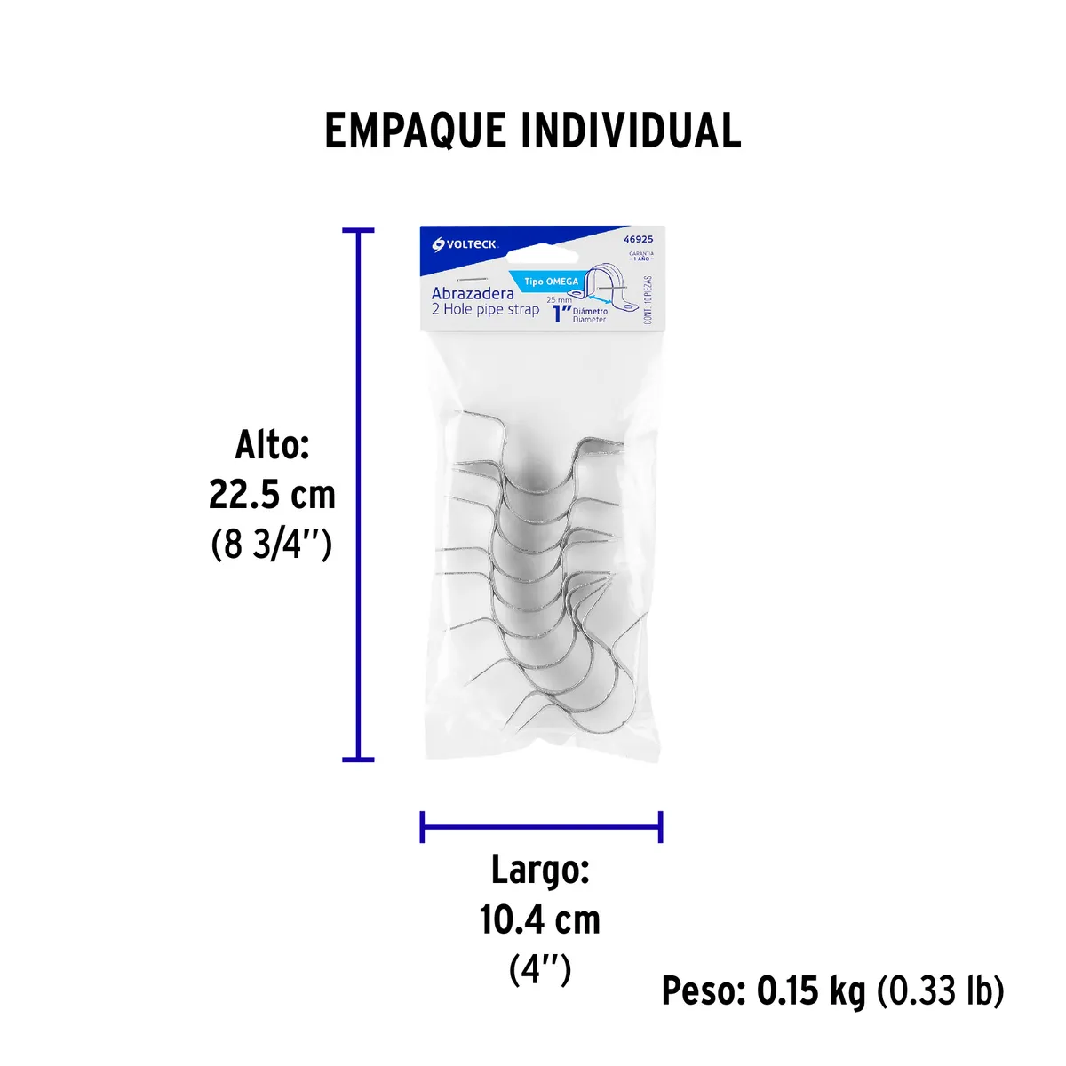 Bolsa con 10 Abrazaderas Omega 1" para Tubo Pared Delgada Truper - 46925