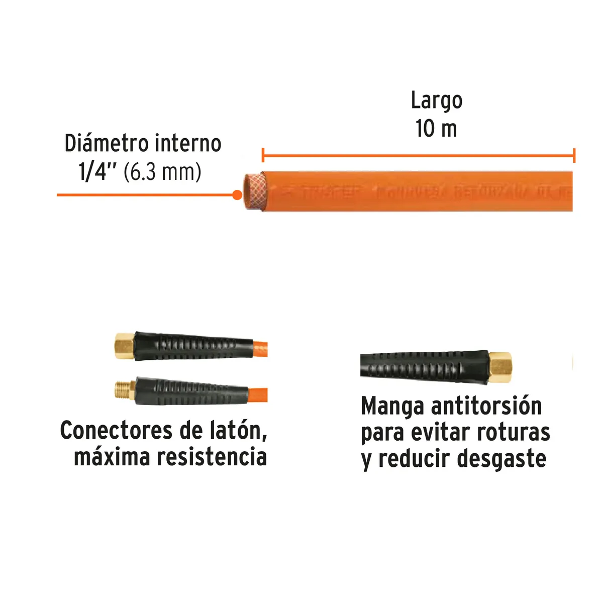 Manguera Armada 1/4" para Pintor 10 m Truper - 19014
