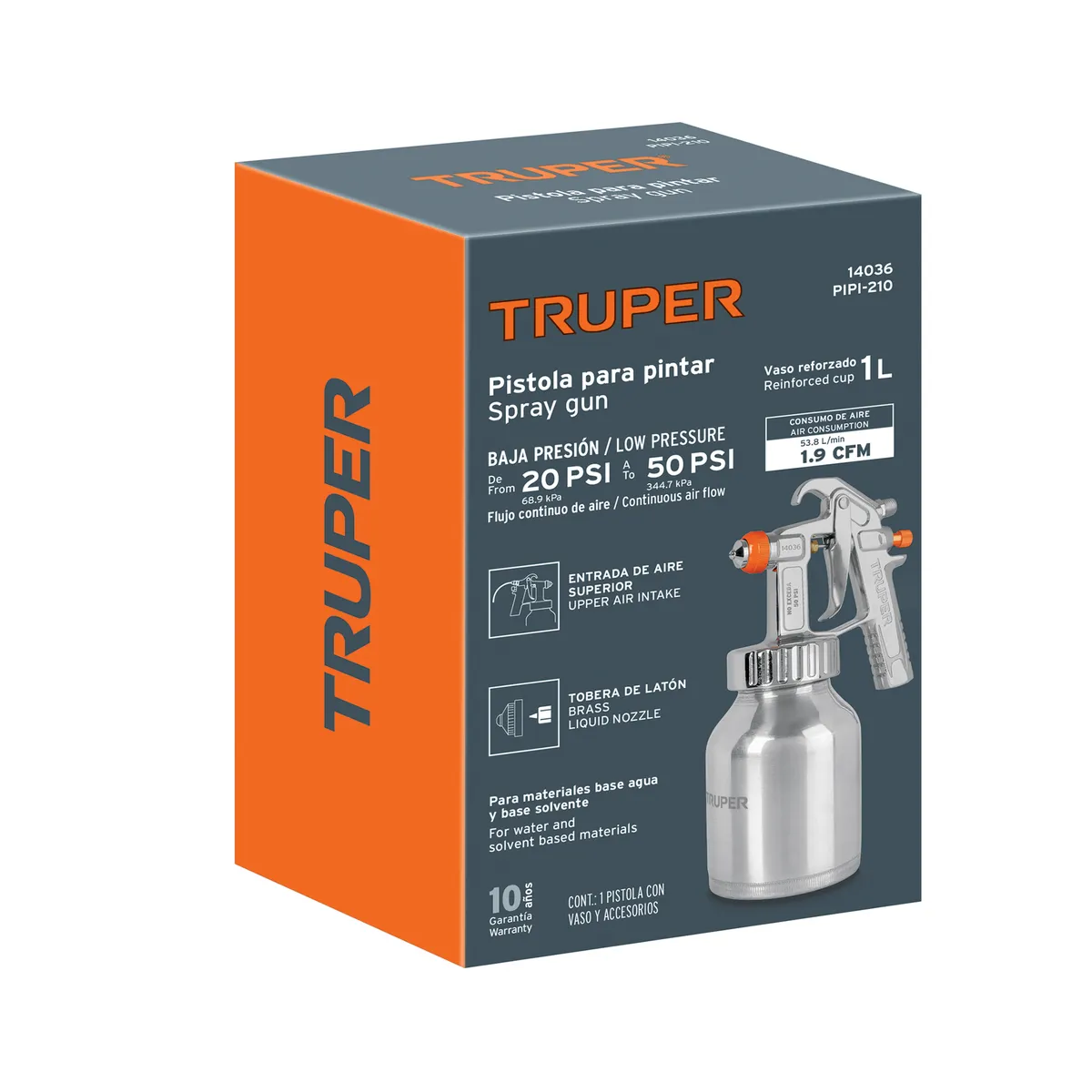 Pistola para Pintar de Baja Presión PIPI-210 Truper - 14036
