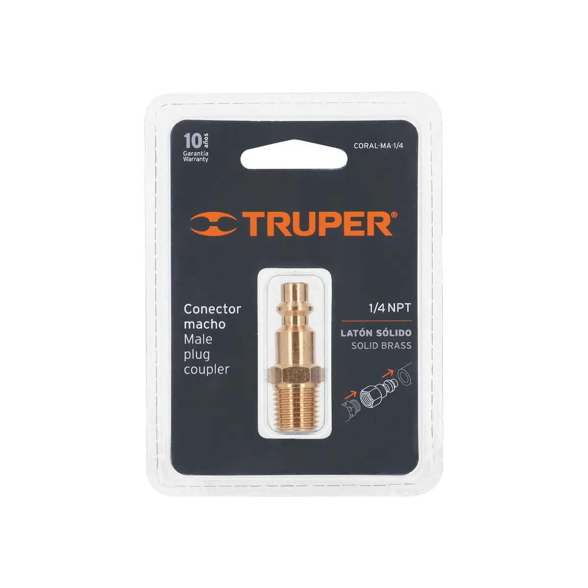 Conector Rápido de Latón Macho 1/4" NPT Truper - 19083