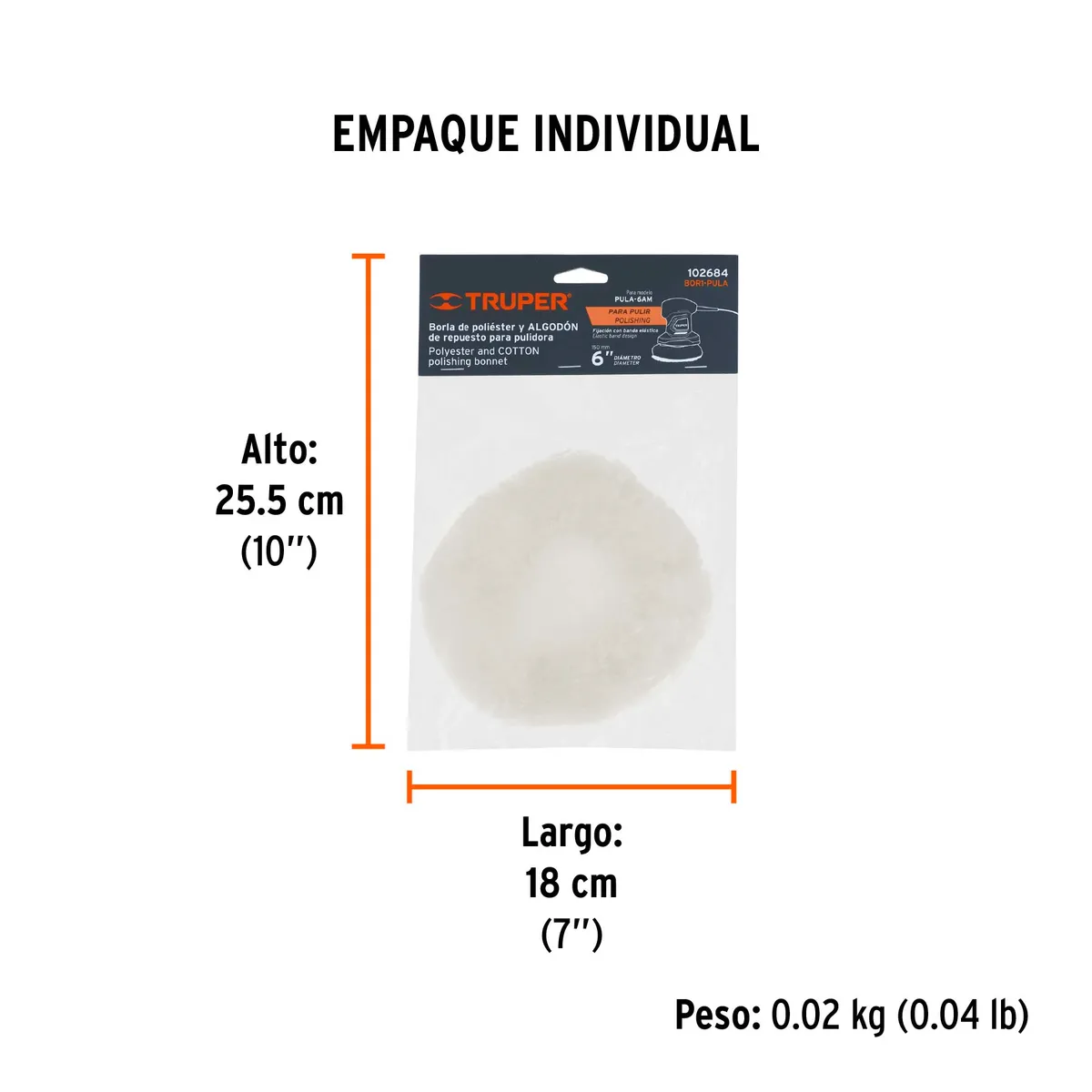 Borla para Pulir de Poliéster/Algodón 6" Truper - 102684