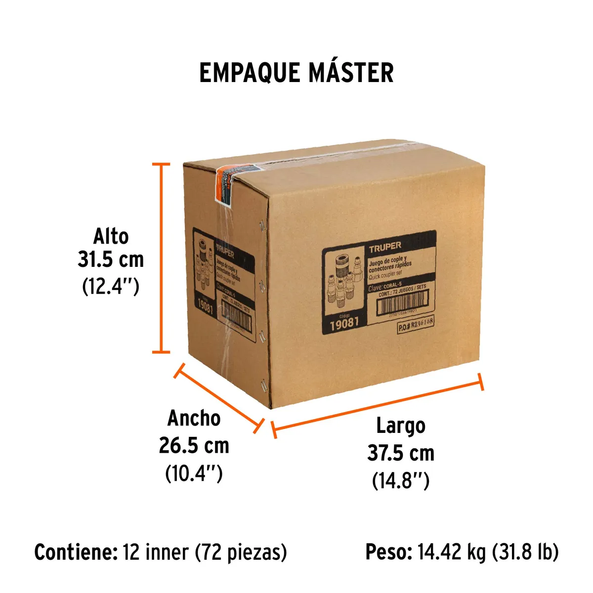 Cople Rápido Hembra con 4 Conectores Macho 1/4" Truper - 19081