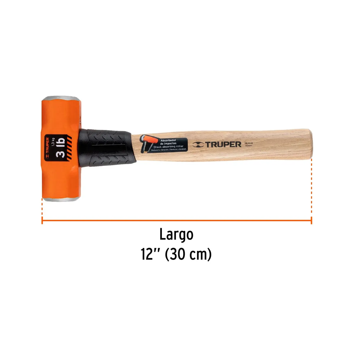 Marro Octagonal 3 lb 12" Mango de Madera Truper - 16507