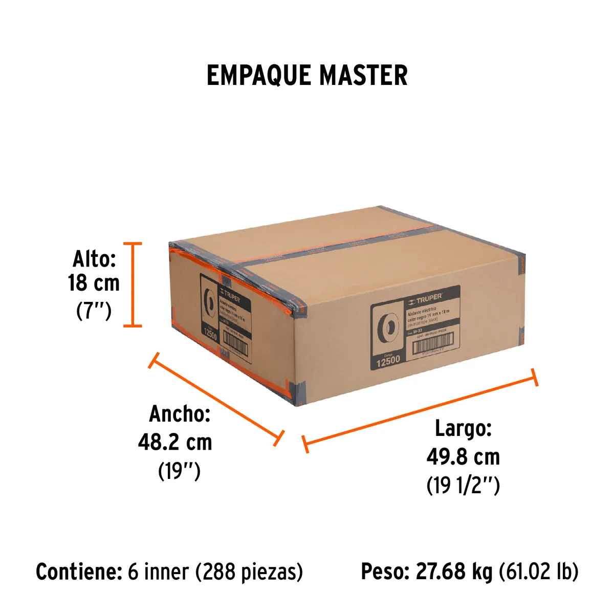 Cinta de Aislar 18 m x 19 mm Negra Truper - 12500