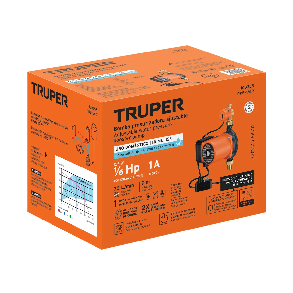 Bomba Presurizadora 1/6 HP Truper - 103355