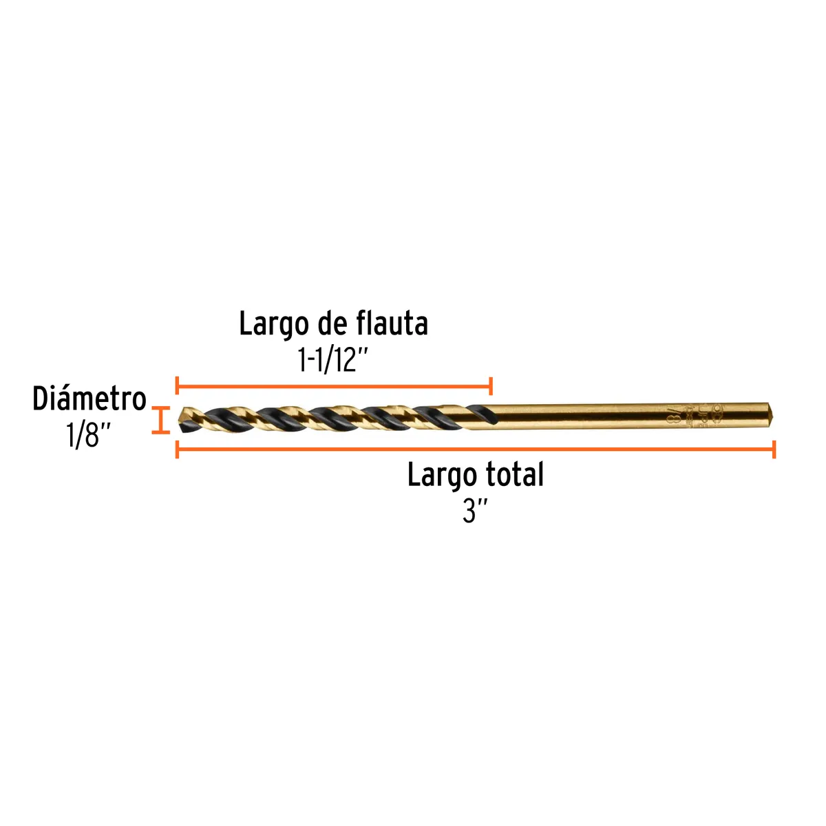Broca HSS 1/8" Trugold para Metal Truper Expert - 11118