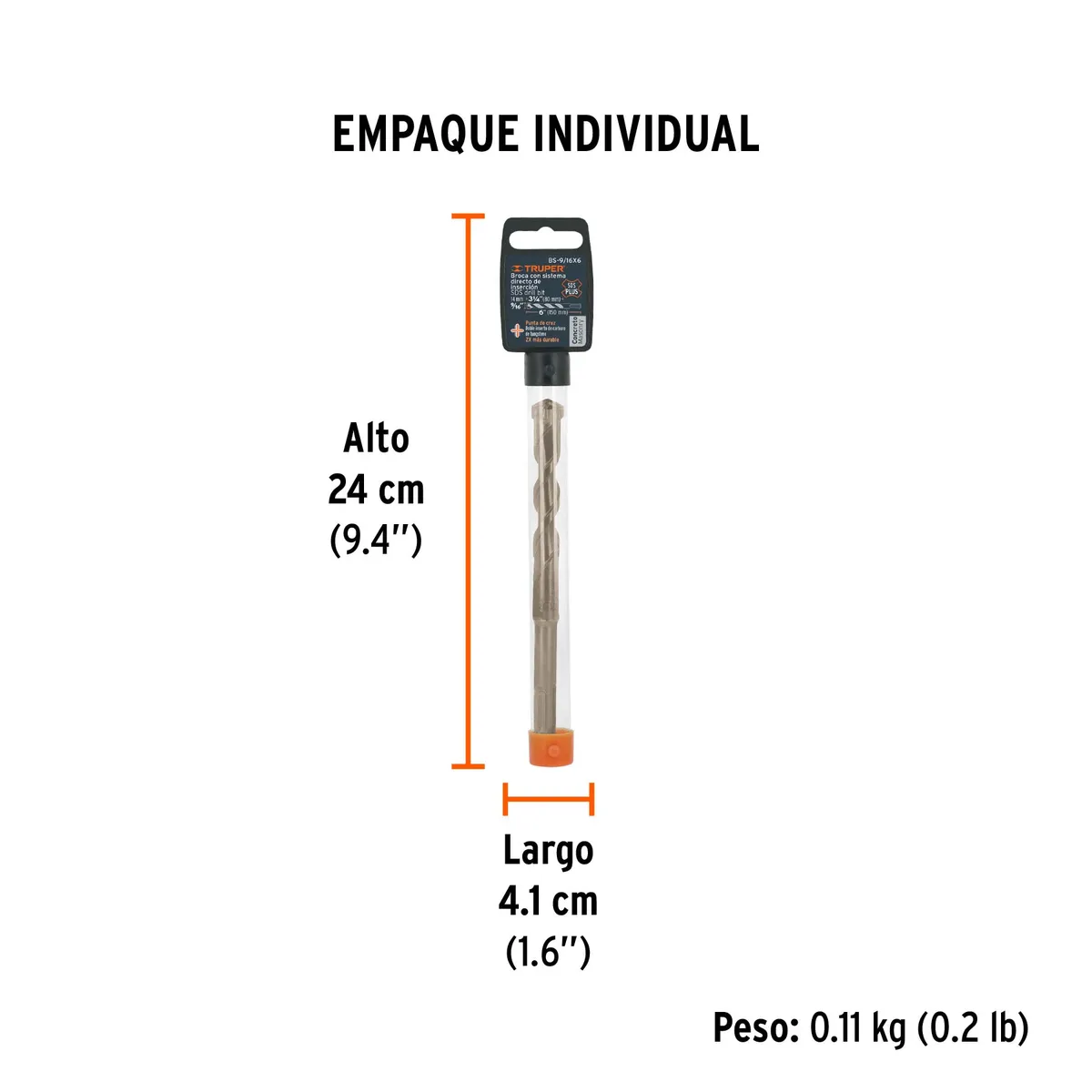 Broca SDS Plus 9/16" x 6" Truper - 11273
