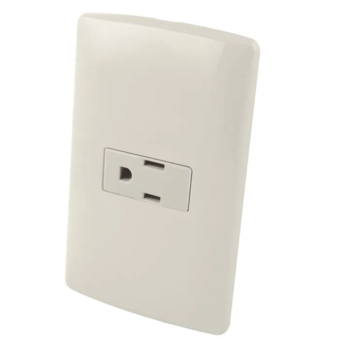 Contacto Aterrizado con Placa de Plástico Blanco AKSI - 118369