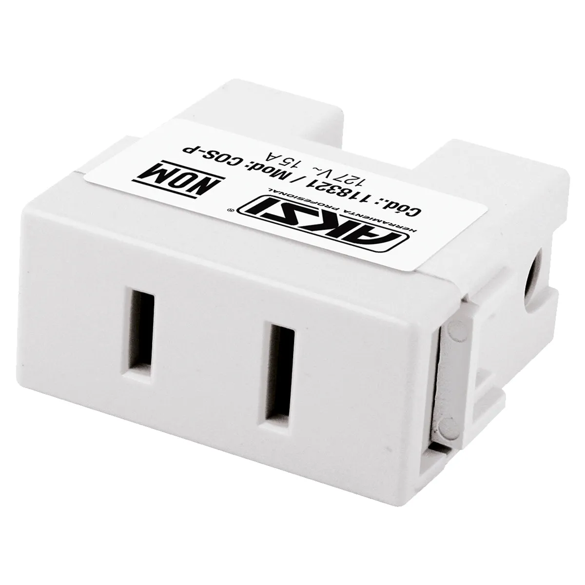 Contacto Sencillo Polarizado Aterrizado 127V/15A Blanco AKSI - 118325