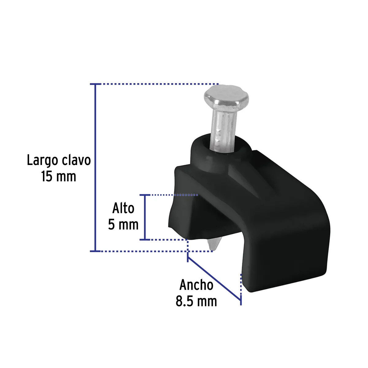 Bolsa con 20 Grapas Negras 5 x 8.5 mm Planas Volteck - 48034