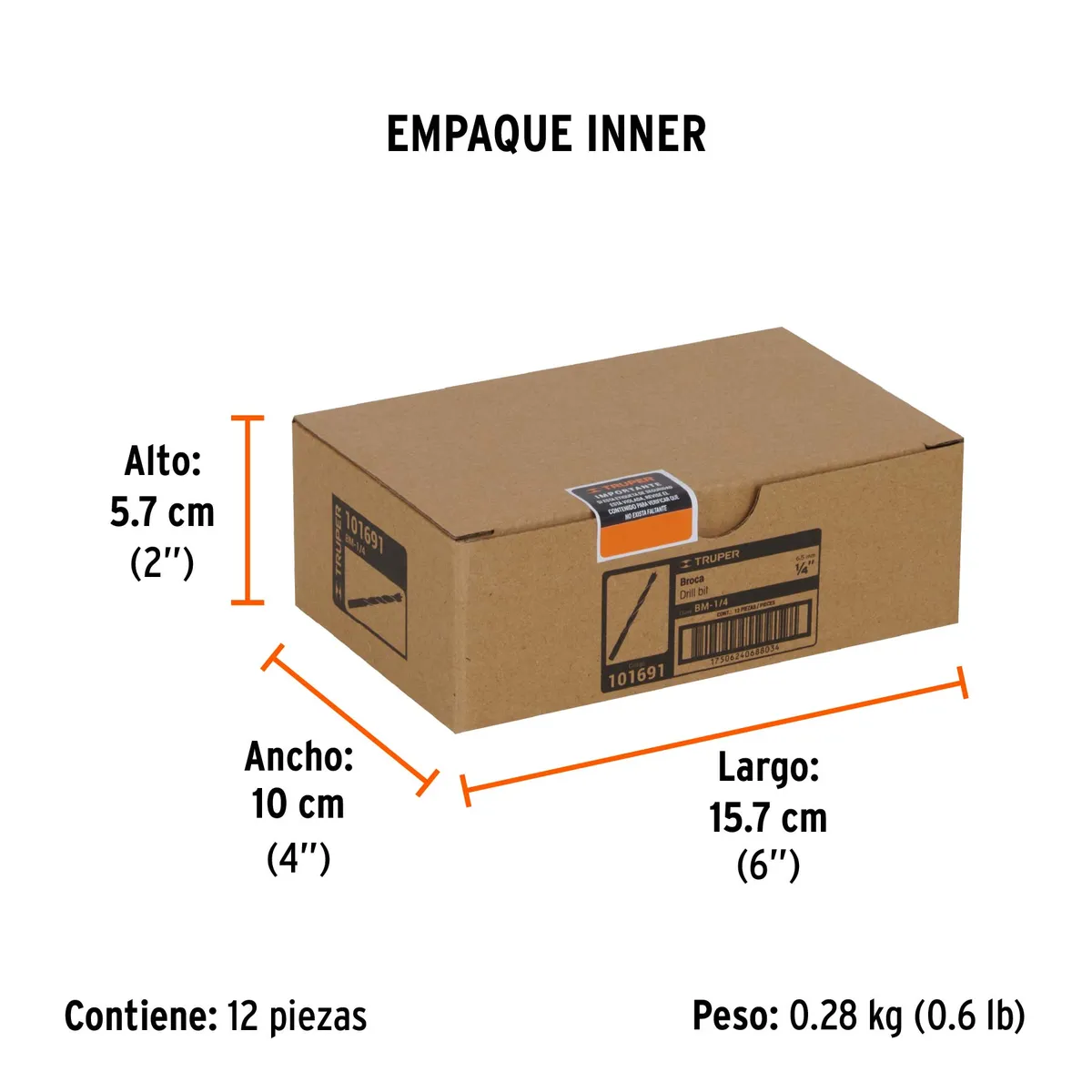 Broca con Punta Centradora para Madera 1/4" Truper - 101691
