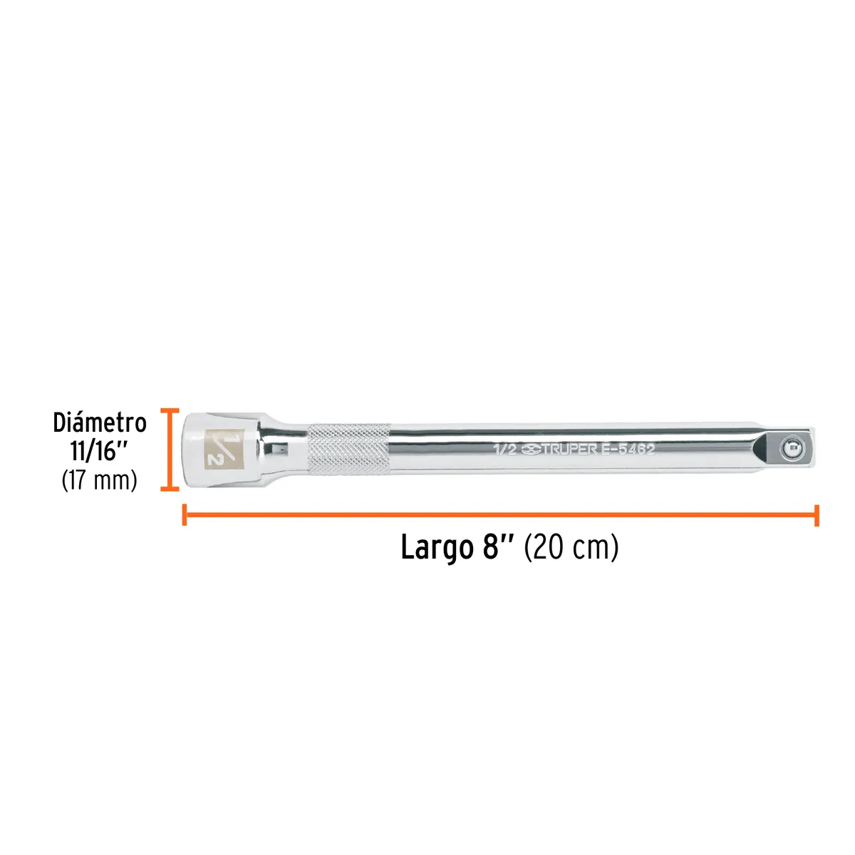 Extensión 1/2" x 8" para Matraca E-5462 Truper - 13917