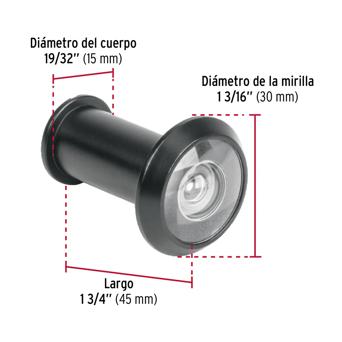 Mirilla de Seguridad Negro MIRI-6 Truper - 46824