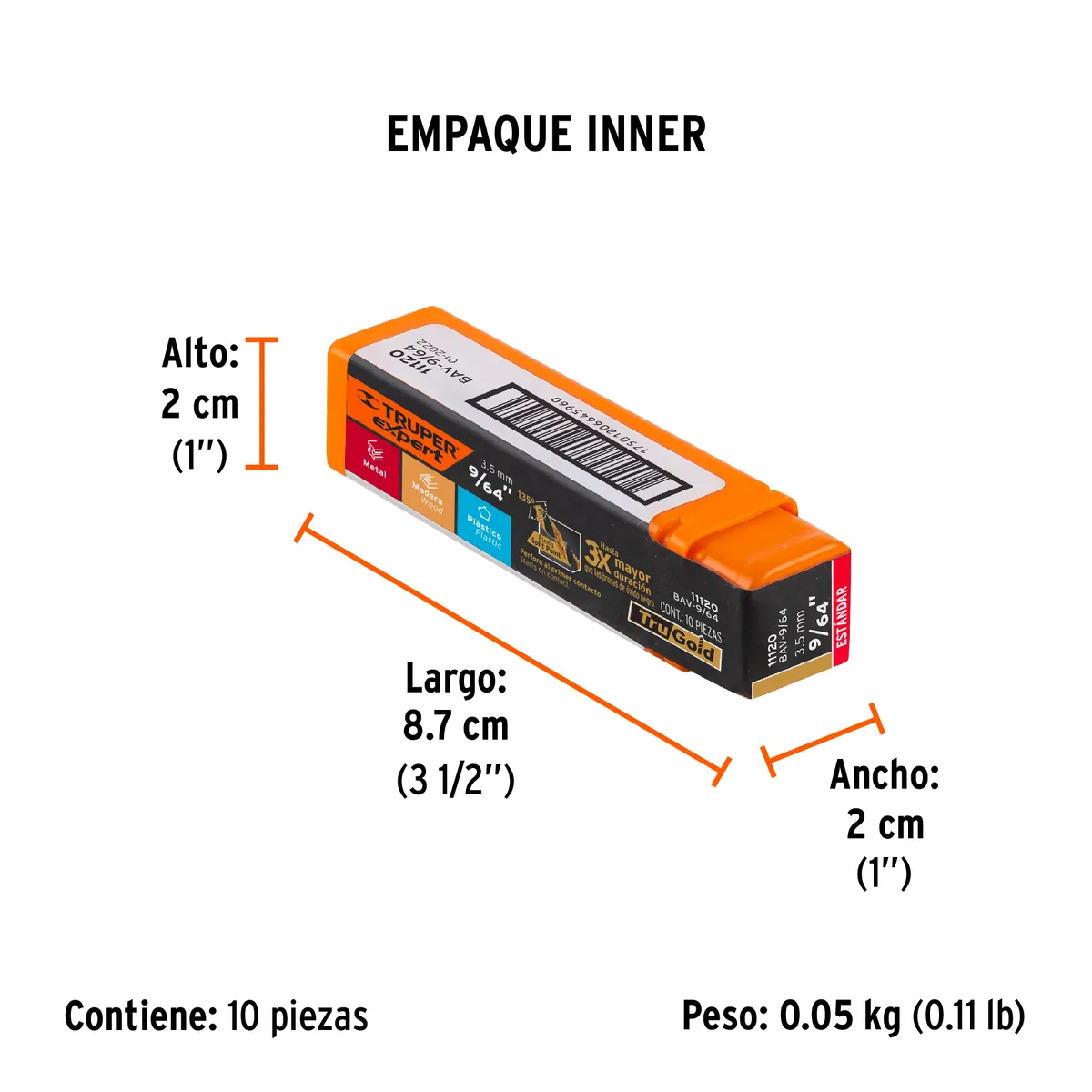 Broca HSS 9/64" Trugold para Metal Truper Expert - 11120