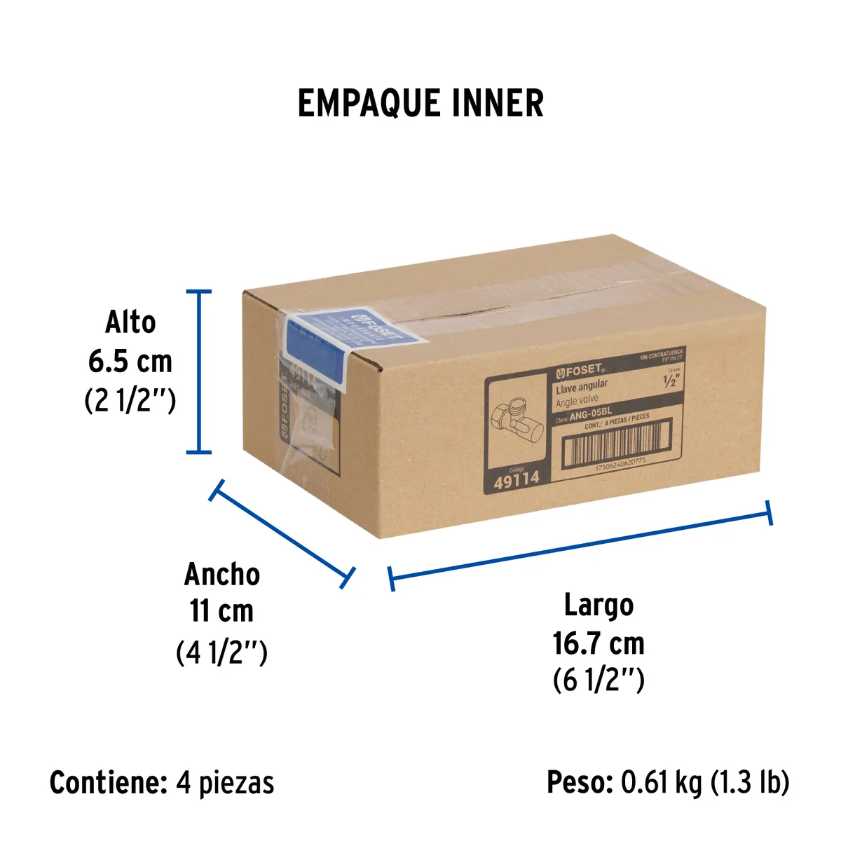 Llave Angular 1/2" 1/4 de Vuelta Roscable Truper - 49114
