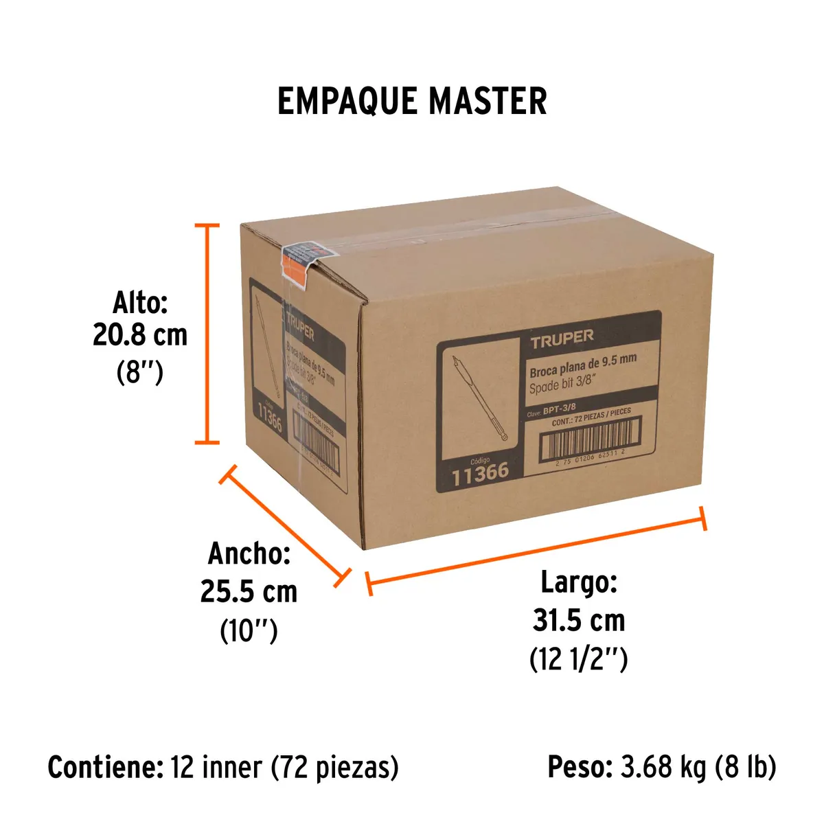 Broca de Manita 3/8" para Madera BPT-3/8 Truper - 11366
