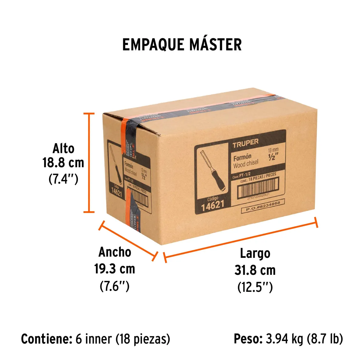 Formón 1/2" Mango Comfort Grip Truper - 14621