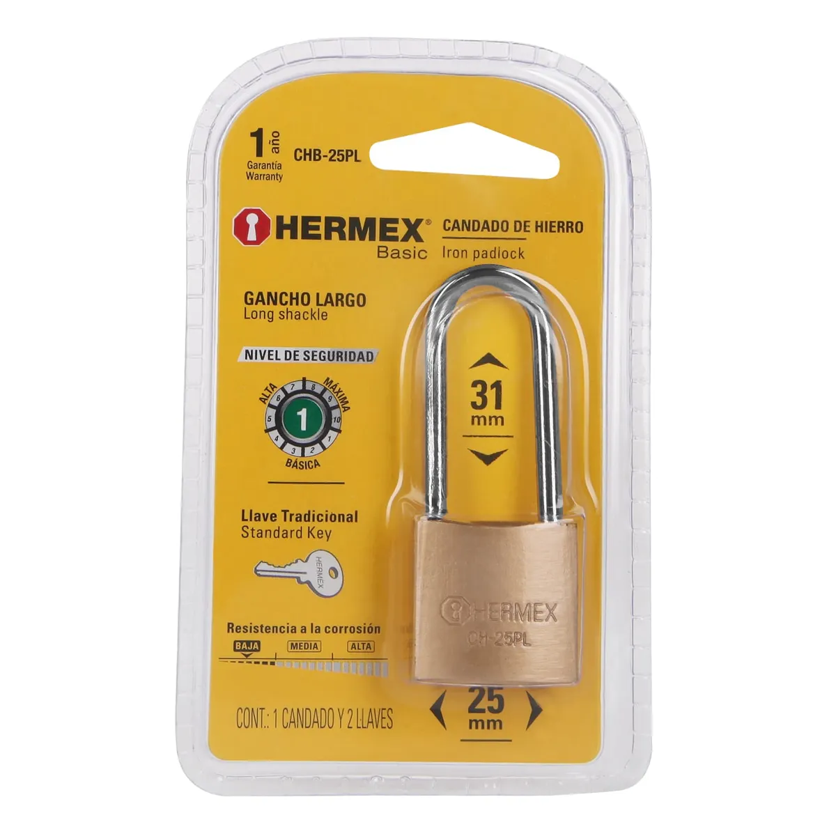 Candado de Hierro 25 mm CHB-25PL Truper - 27074